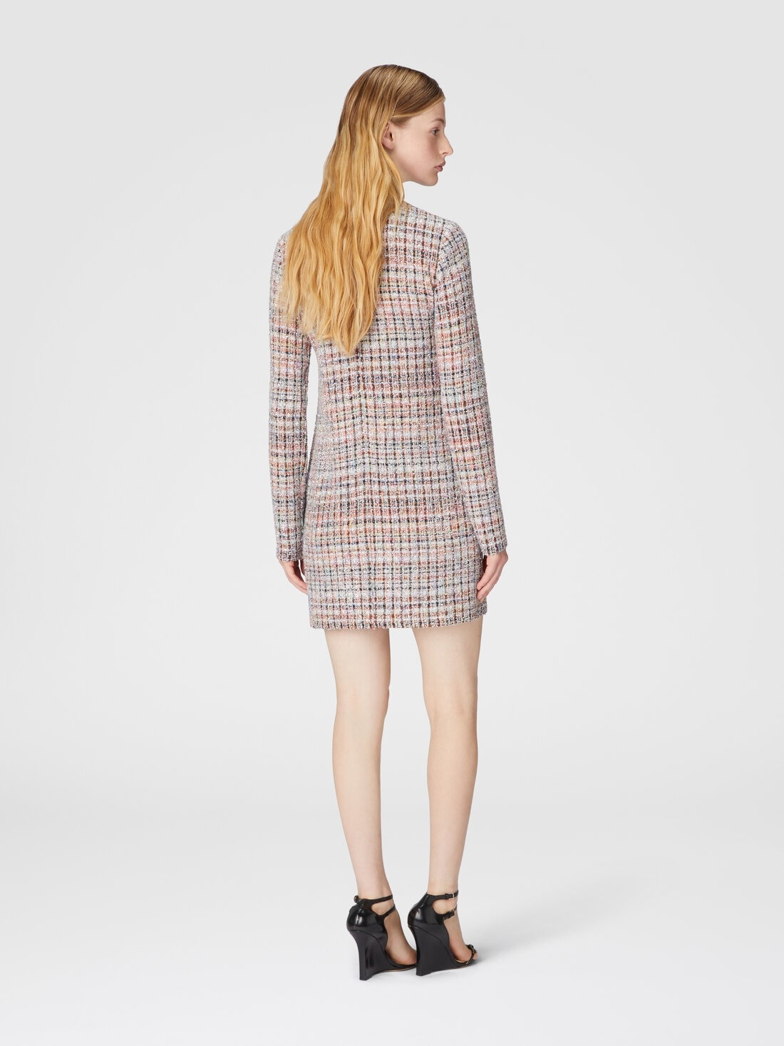 Bouclé checkered mini-dress with sequins - 3