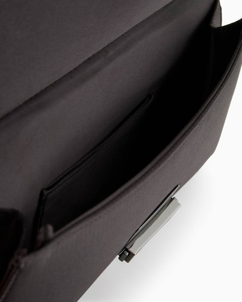 SATIN BAGUETTE CLUTCH BAG WITH CHAIN STRAP 4