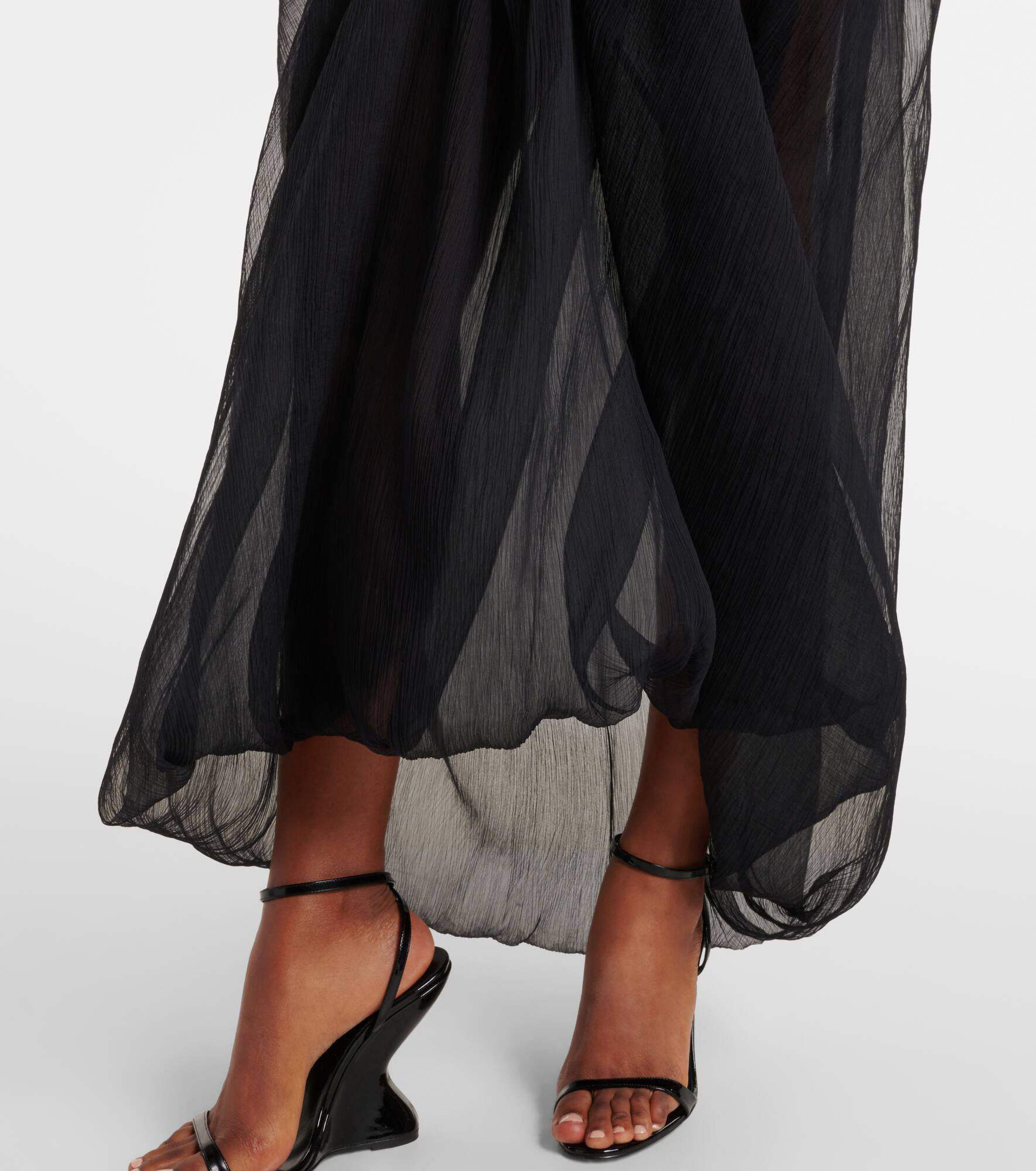 Ruffled silk tulle maxi skirt - 5