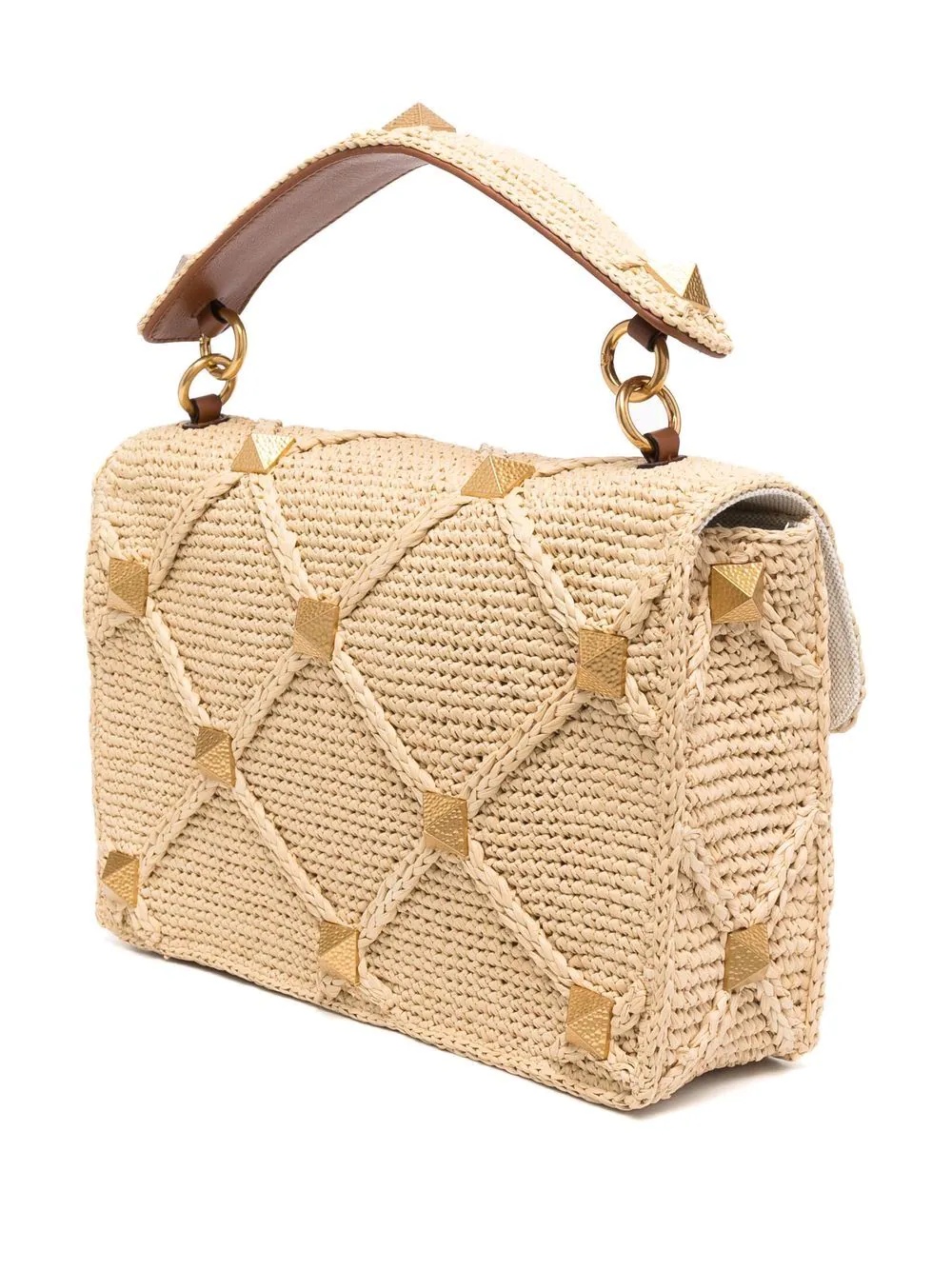 Roman Stud straw tote bag - 3