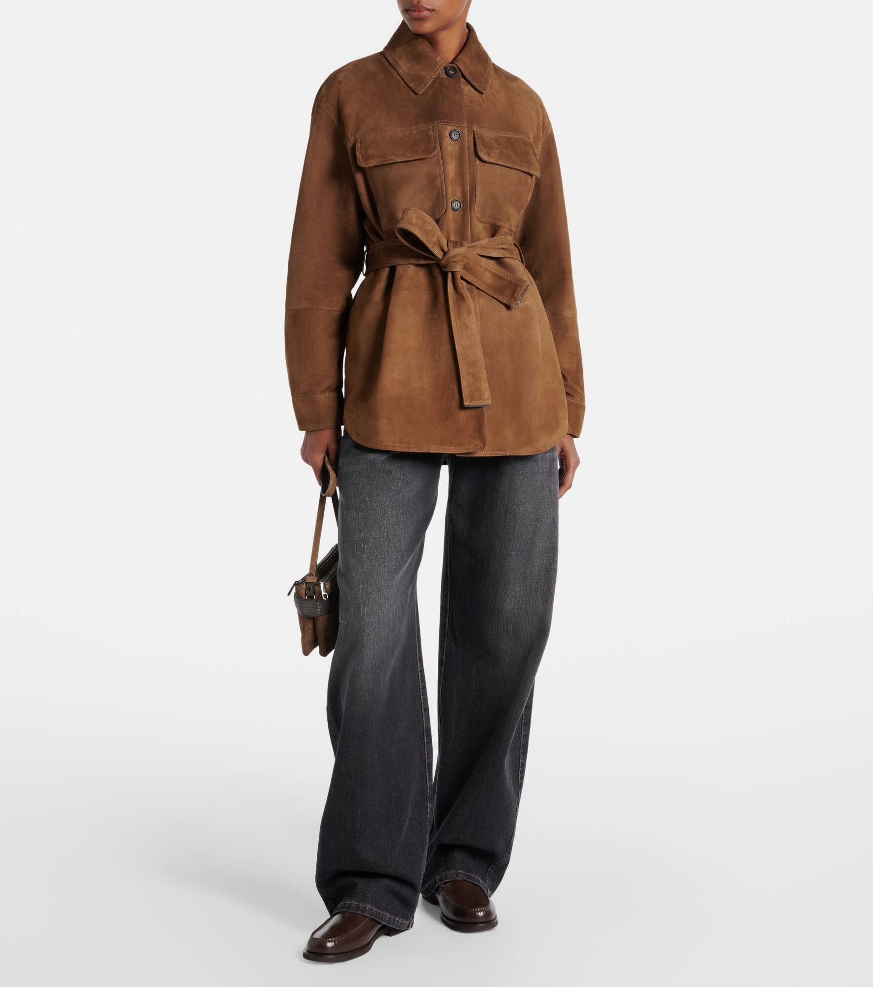 Belted suede field jacket - 6