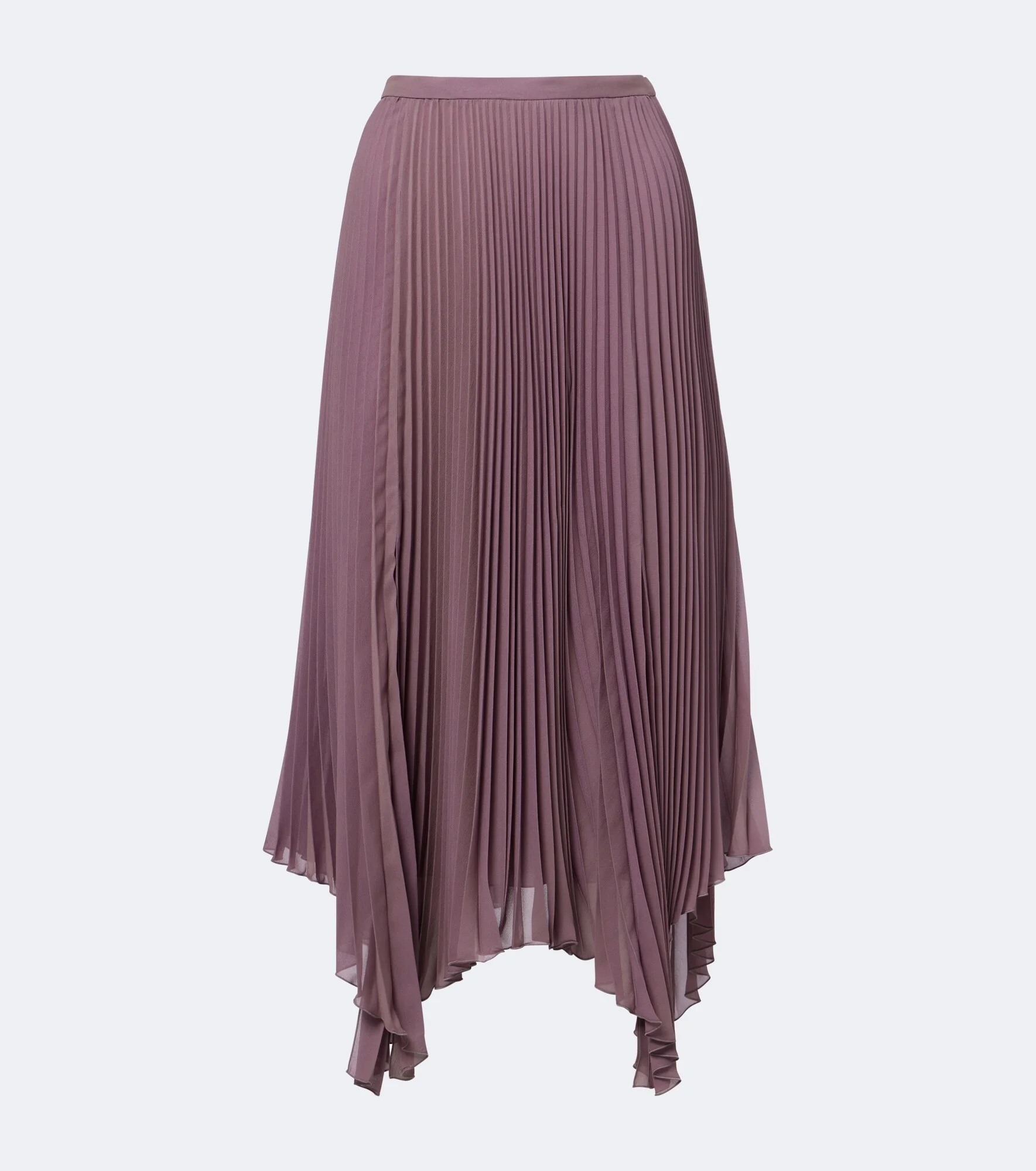 Asymmetric plissé georgette midi skirt - 1