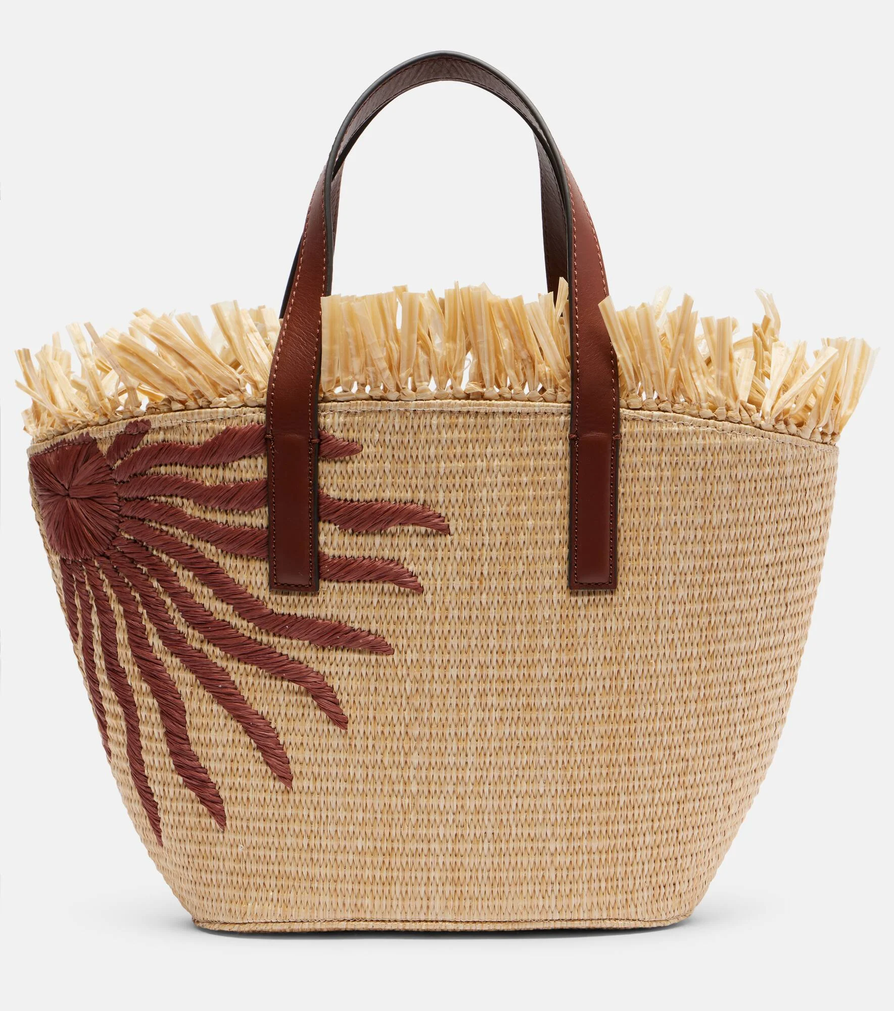 Basket Small fringed leather-trimmed tote bag - 1