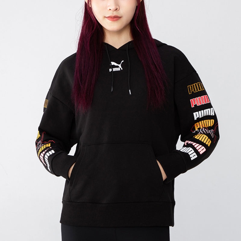 (WMNS) PUMA Classics Graphics Hoodie 'Black' 533155-01 - 3