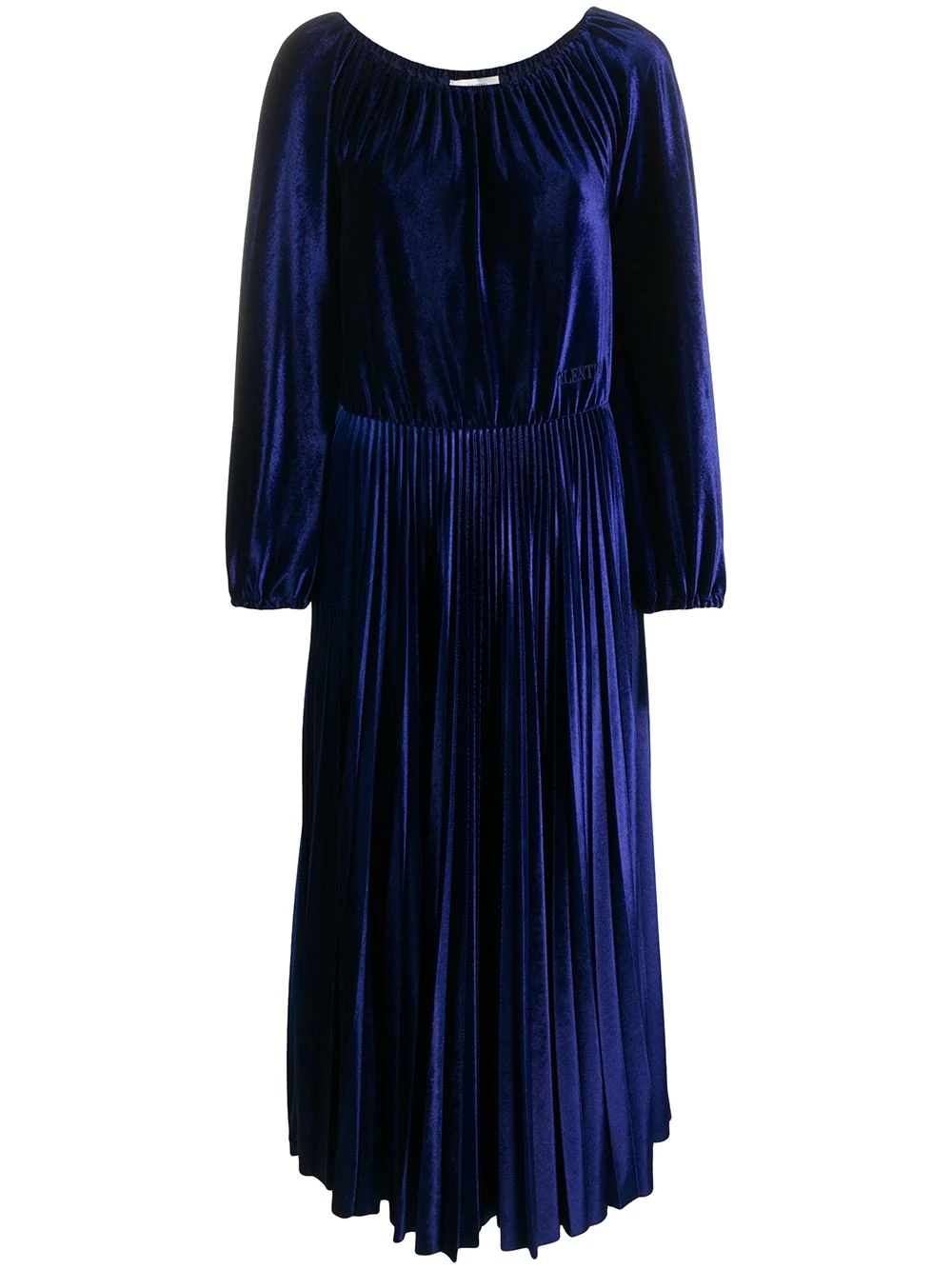 pleated velvet midi dress - 1