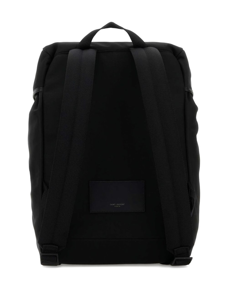 SAINT LAURENT City leather-trimmed backpack outlook
