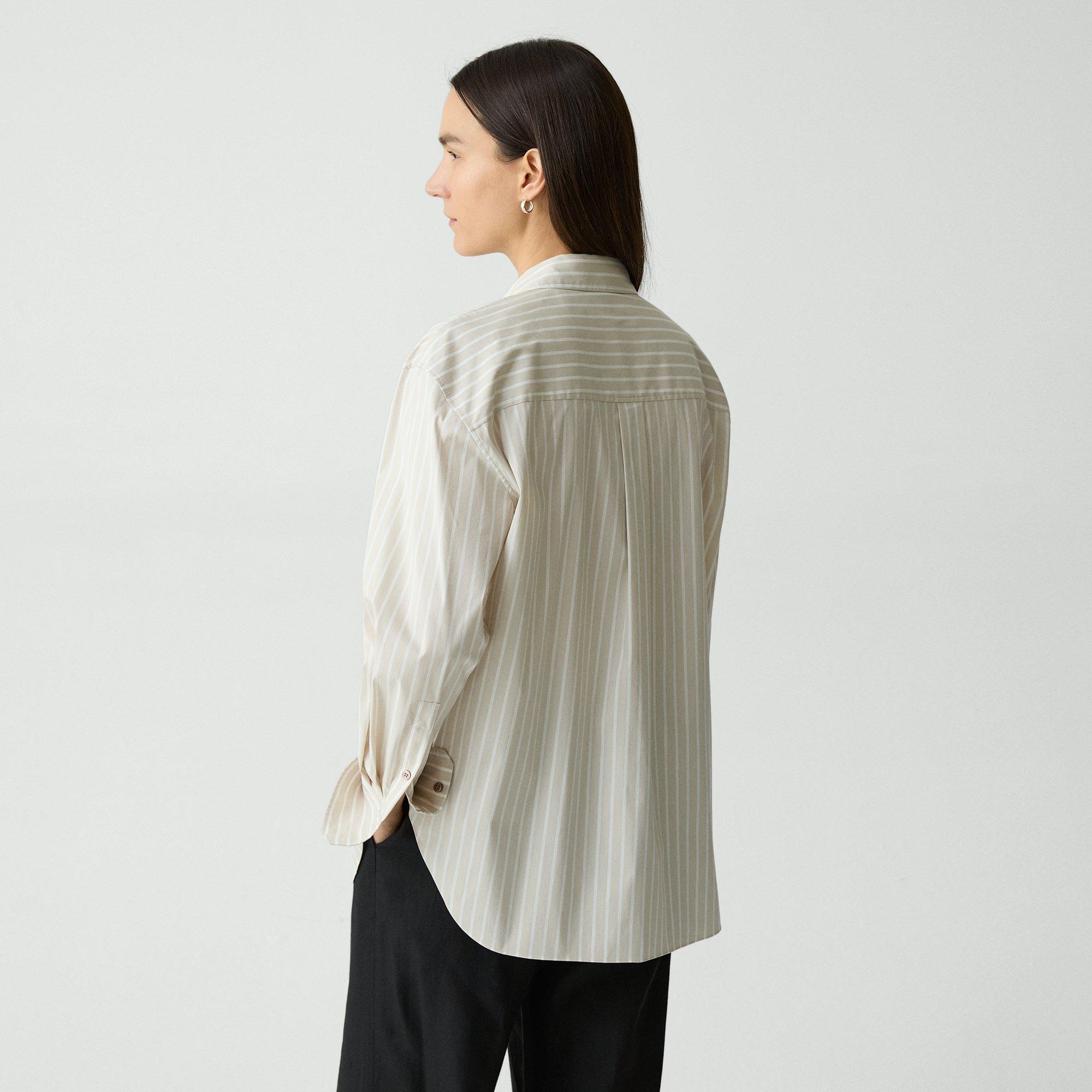 Boyfriend Shirt in Striped Cotton-Blend - 4
