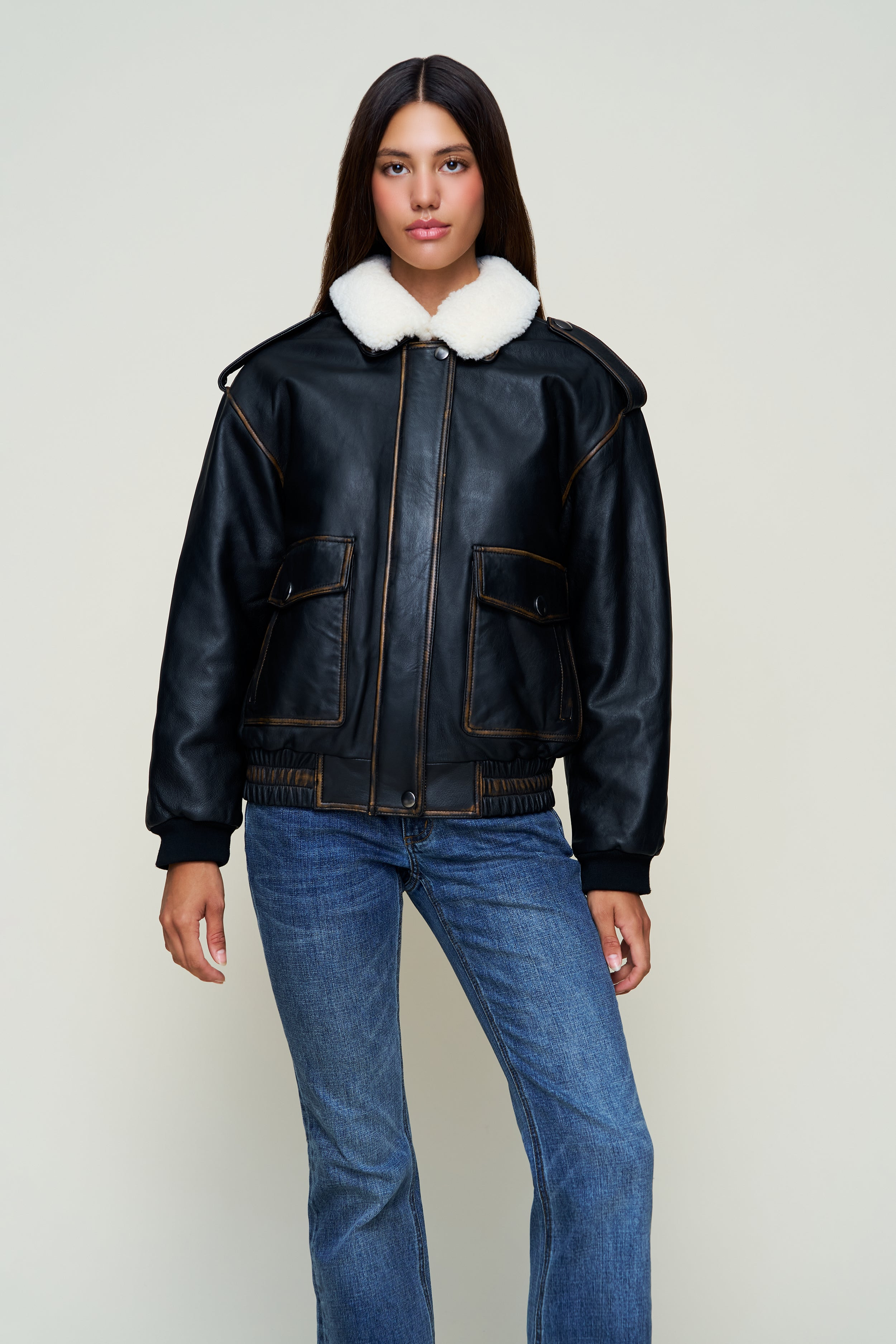HUGO VINTAGE LEATHER BOMBER - 2