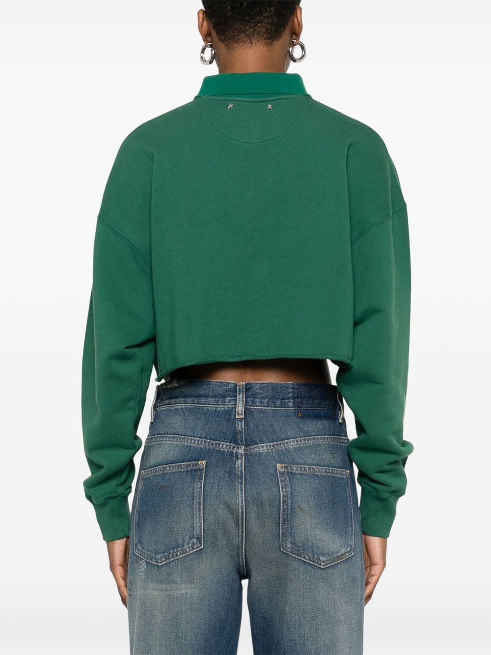 printed cropped polo top - 4