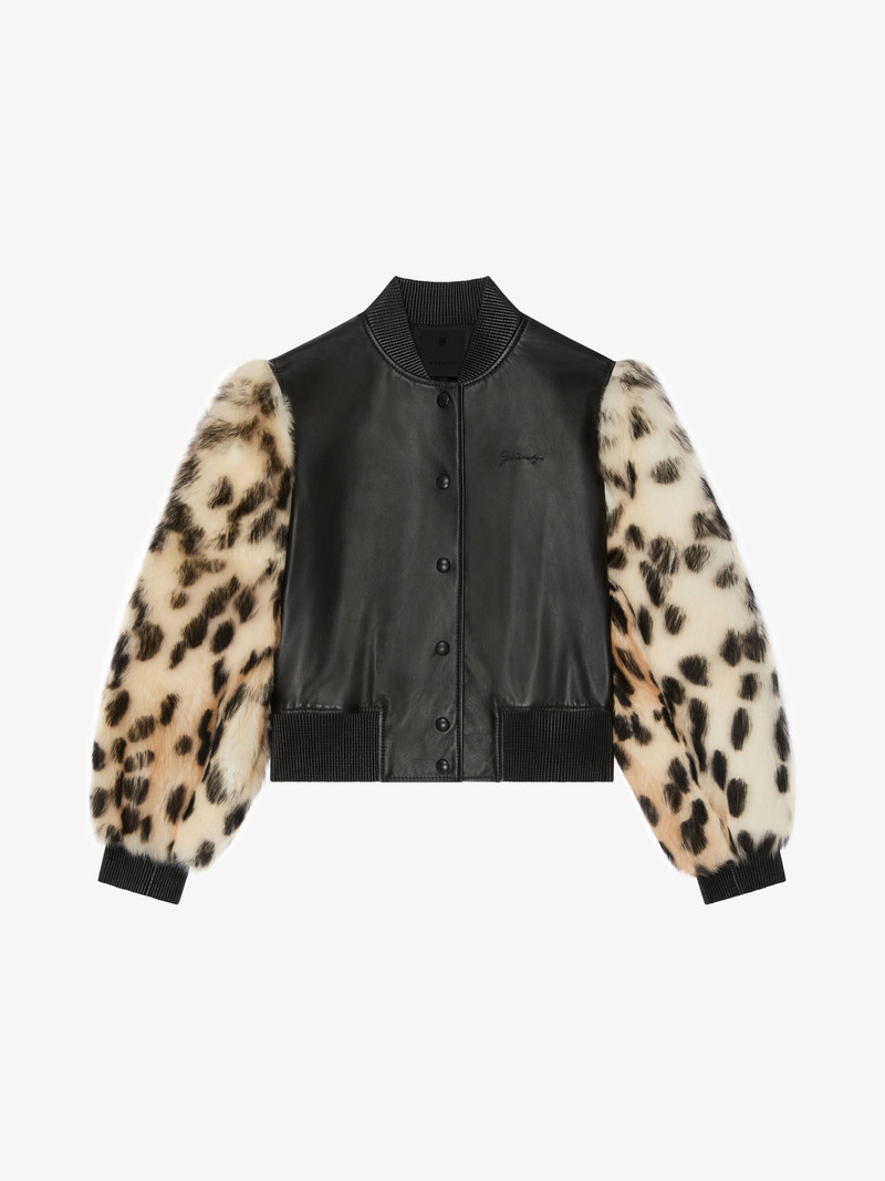 VARSITY JACKET IN LEATHER AND LEOPARD PRINT FUR 1