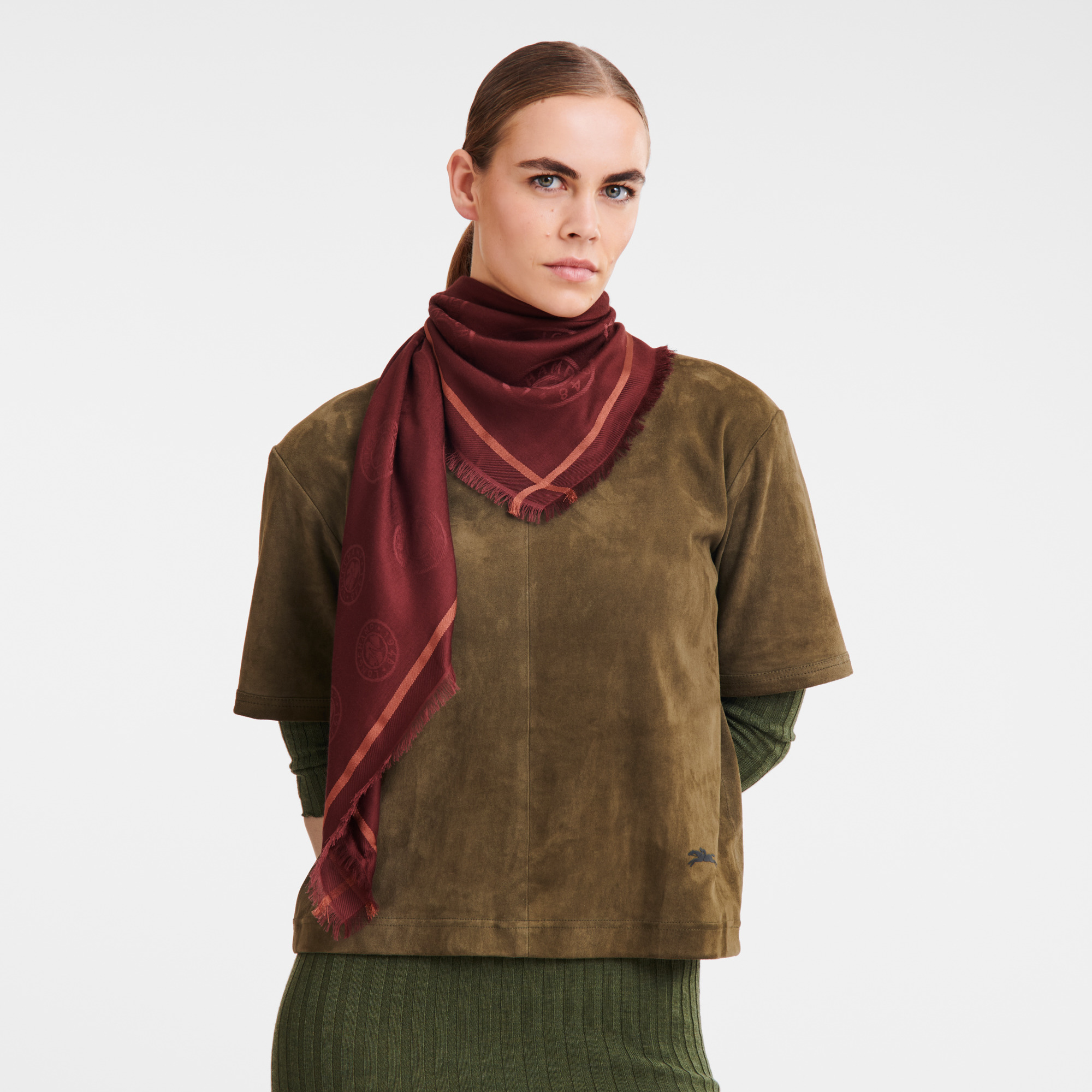 La Médaille Longchamp Shawl Burgundy - OTHER - 2