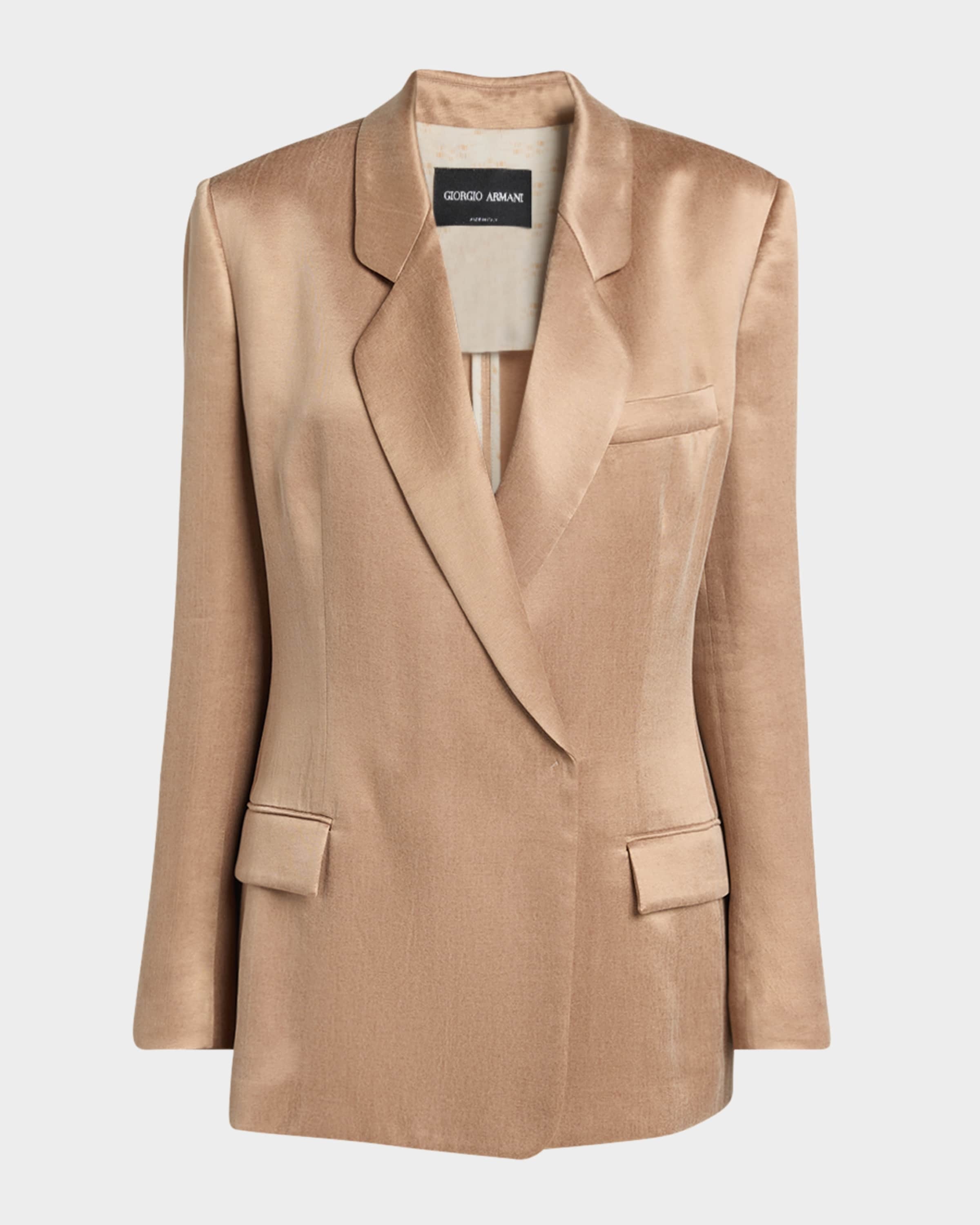 Cupro Double-Breasted Blazer Jacket - 2