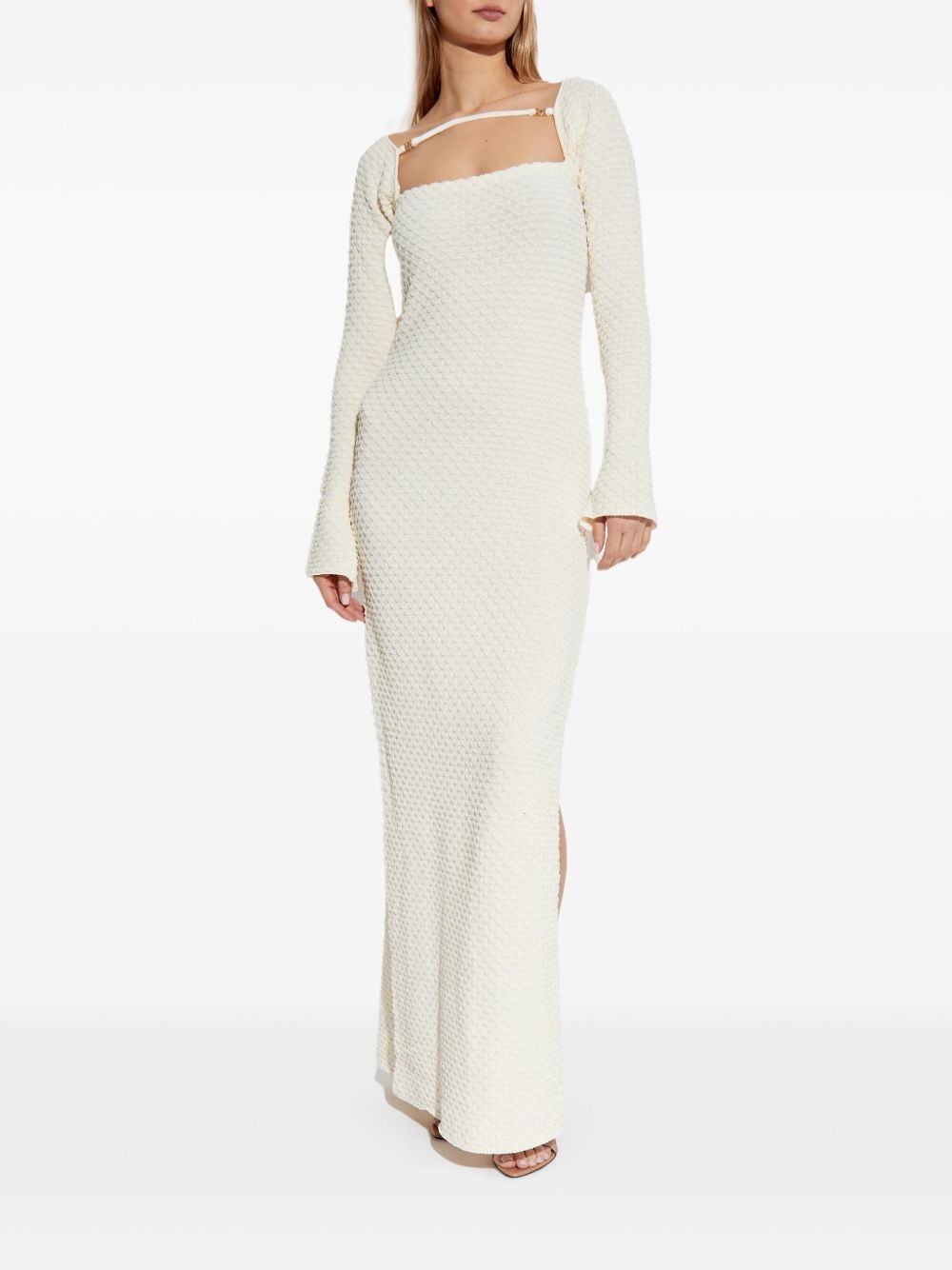 textured knitted maxi dress - 3