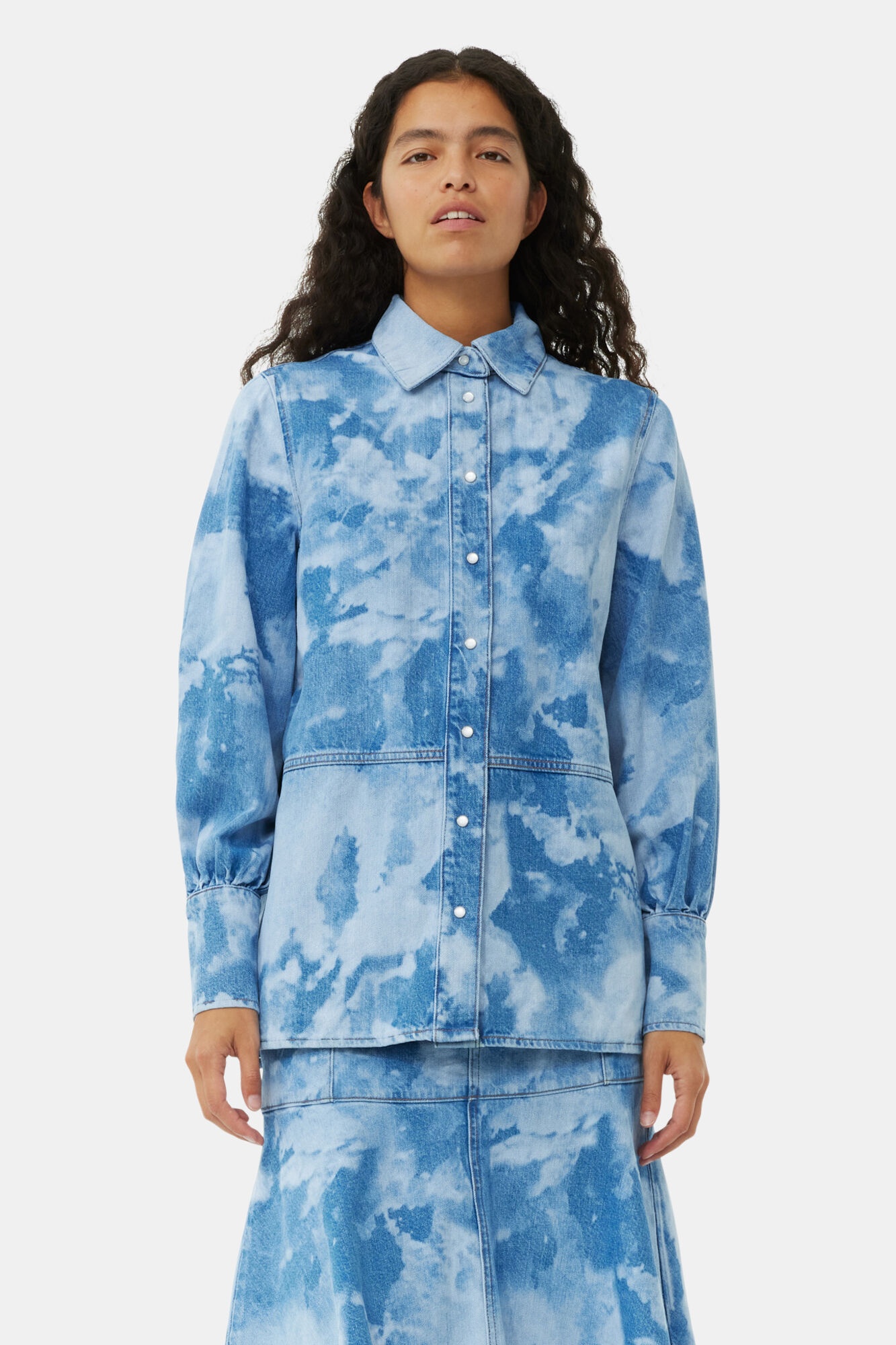 BLUE BLEACH DENIM SHIRT - 2