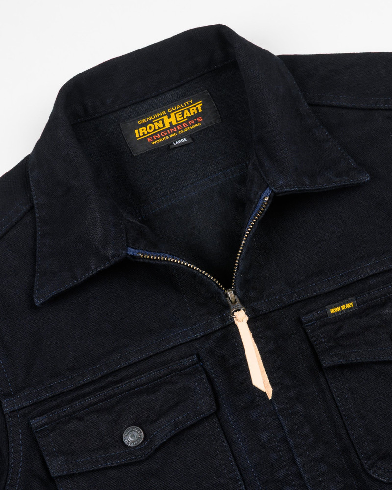IHJ-123-OD 14OZ BROKEN TWILL SELVEDGE DENIM WORK JACKET - INDIGO OVERDYED BLACK 7