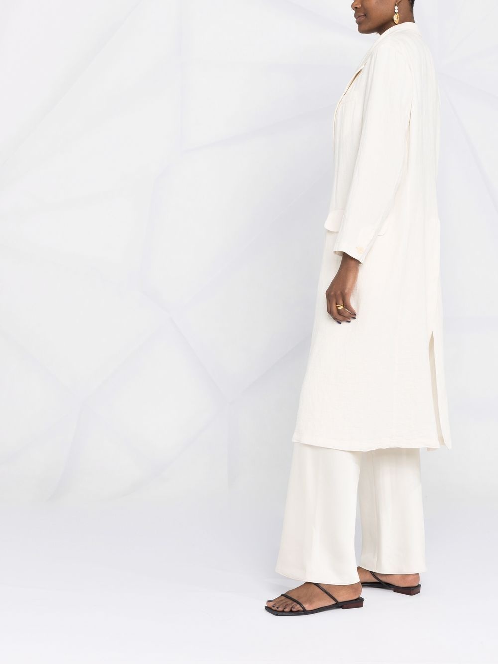 peak-lapels button-front mid-length coat - 6