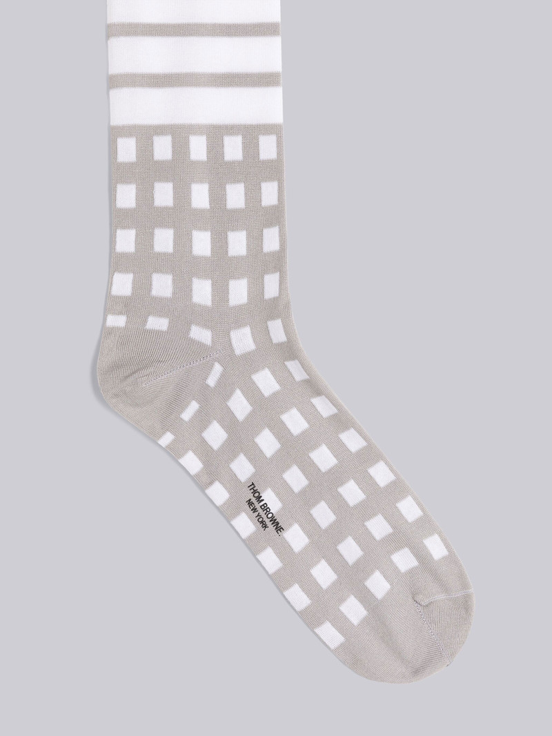 Thom Browne Gingham Jacquard 4-Bar Mid Calf Socks outlook