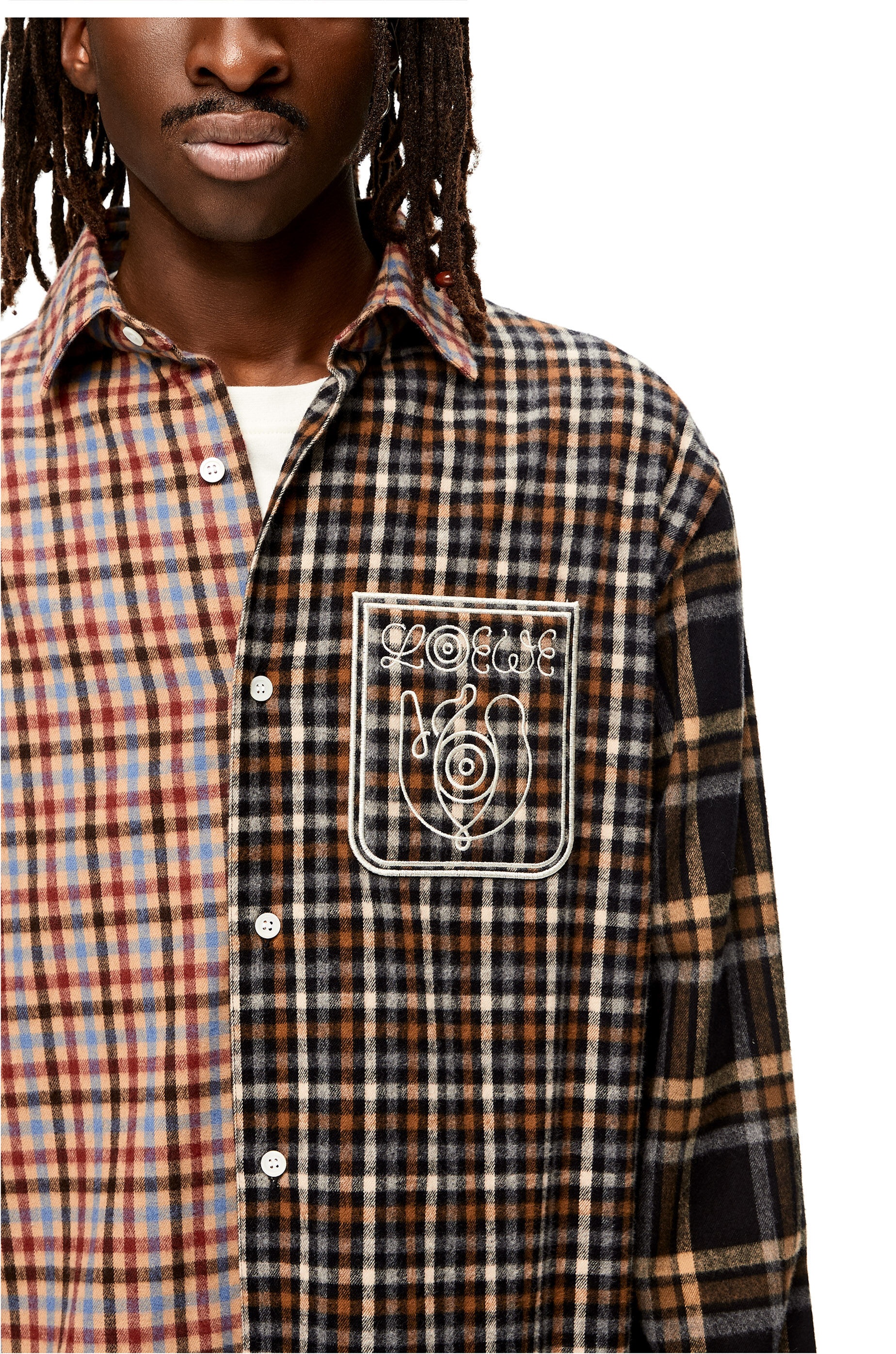 Patchwork flannel shirt in organic cotton - 5