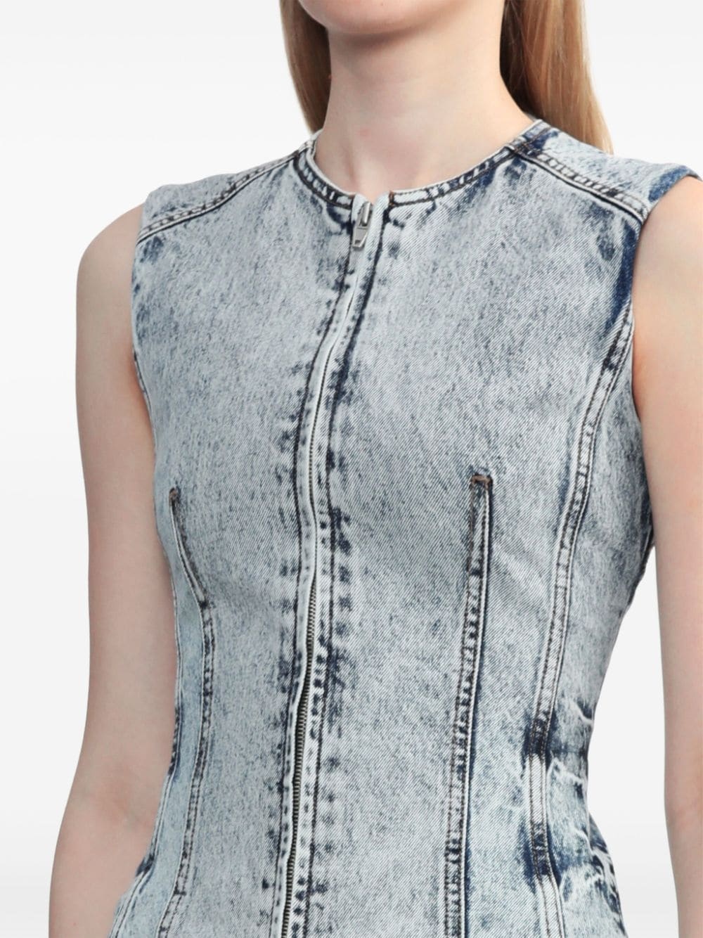 acid-wash denim vest - 5