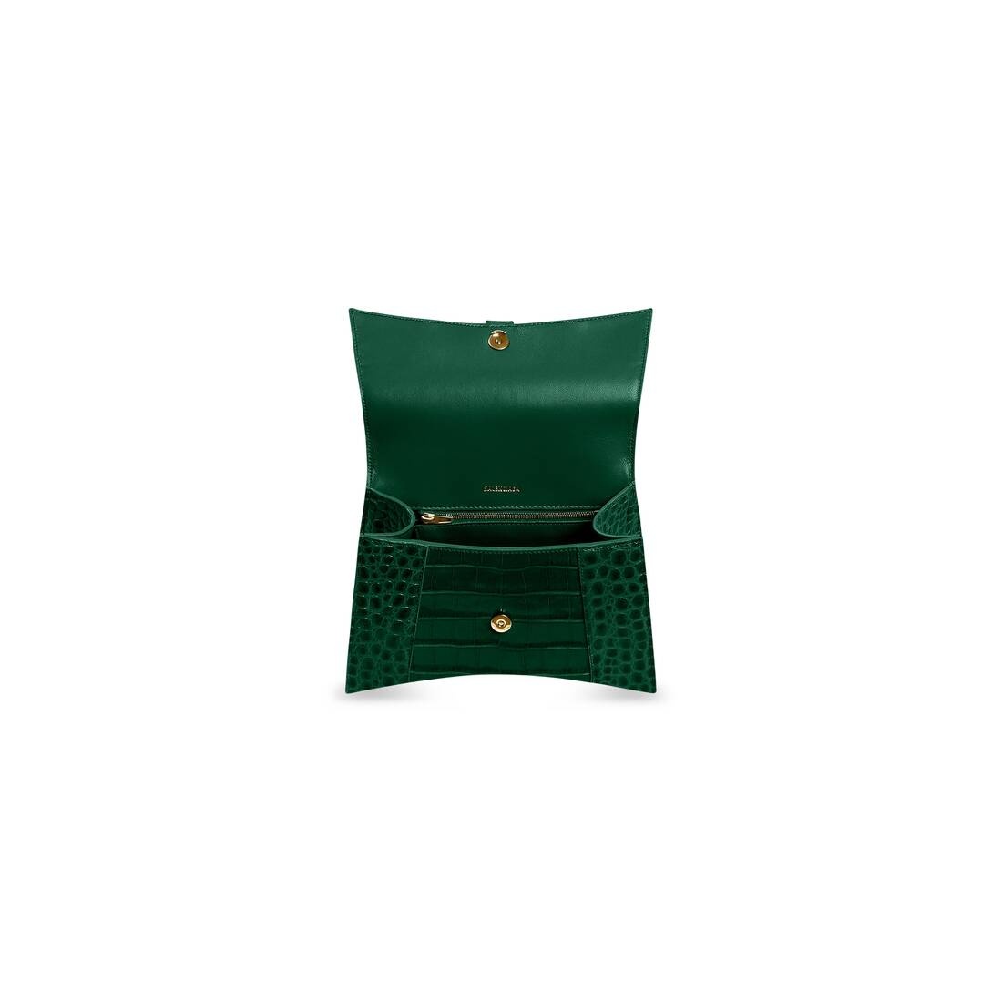 Women's Hourglass Small Handbag Crocodile Embossed in Forest Green - 4