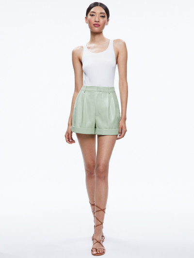 Alice + Olivia CONRY VEGAN LEATHER PLEATED CUFF SHORT outlook