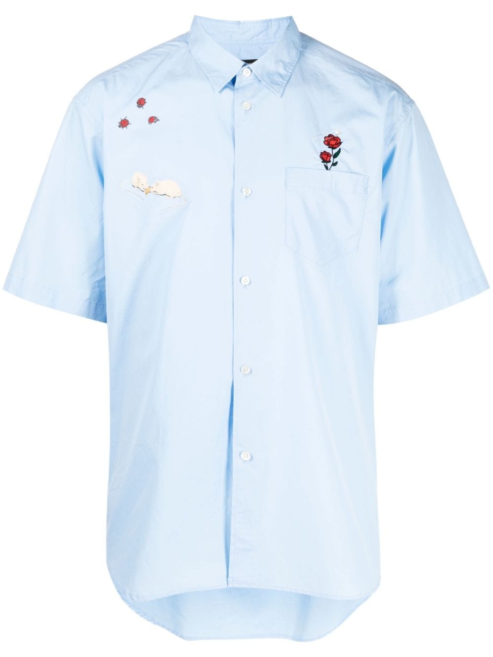 patch-detail cotton shirt - 1