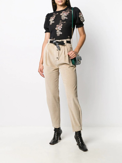 Etro floral-knit puff sleeves top outlook