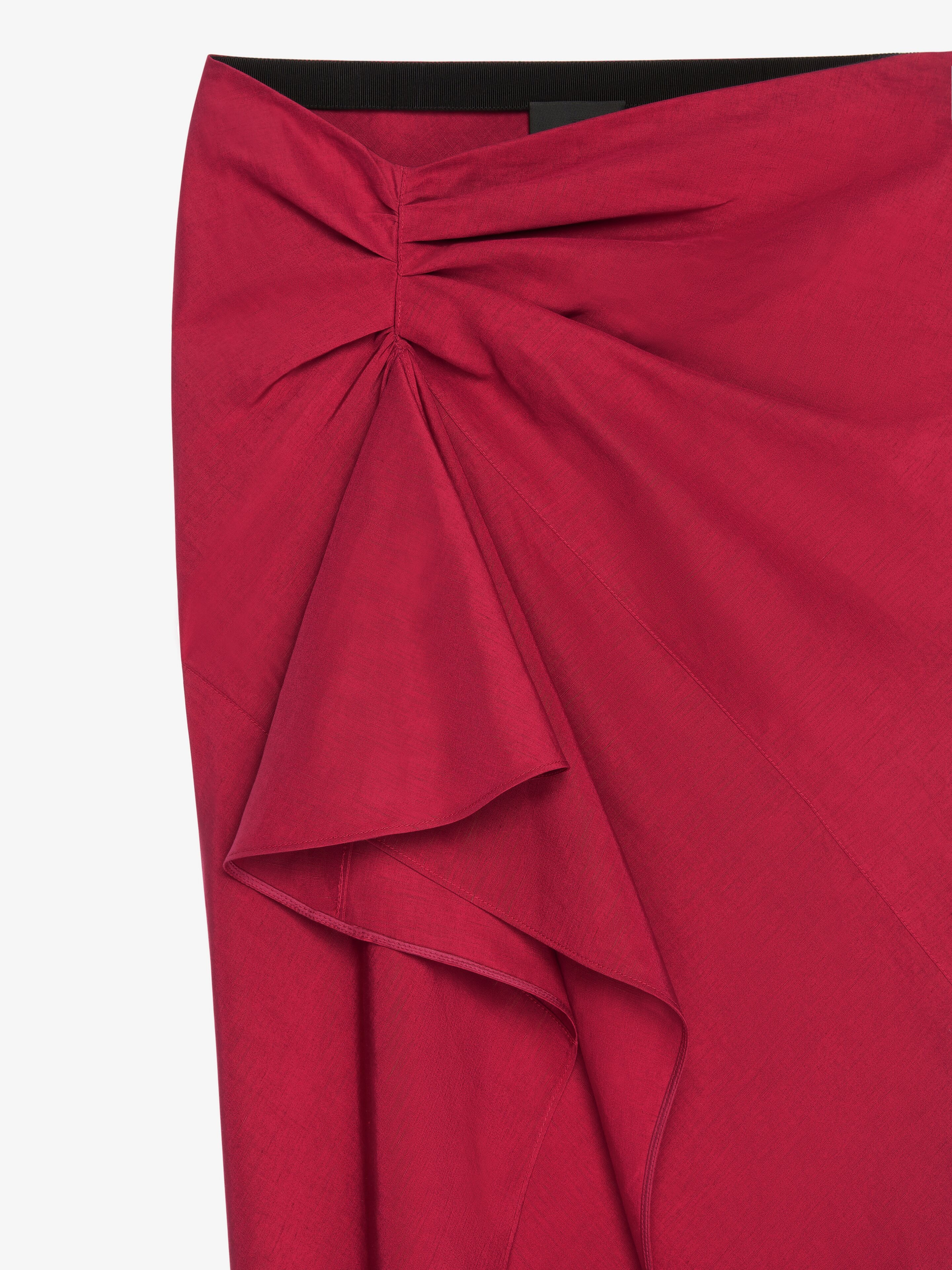 ASYMMETRIC DRAPED SKIRT IN LINEN AND SILK - 5