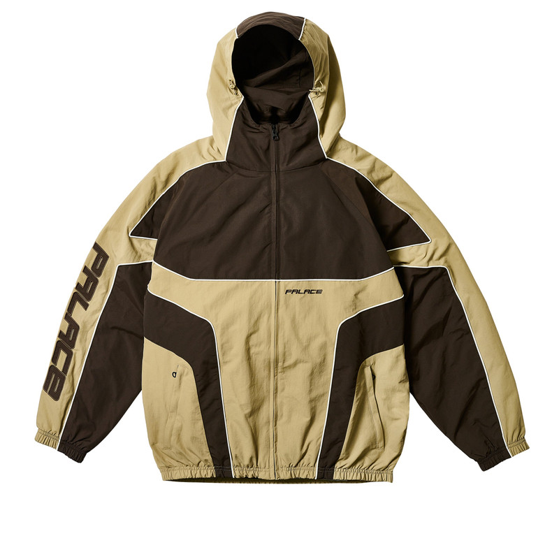 PIPED HOODED SHELL JACKET BROWN - 1