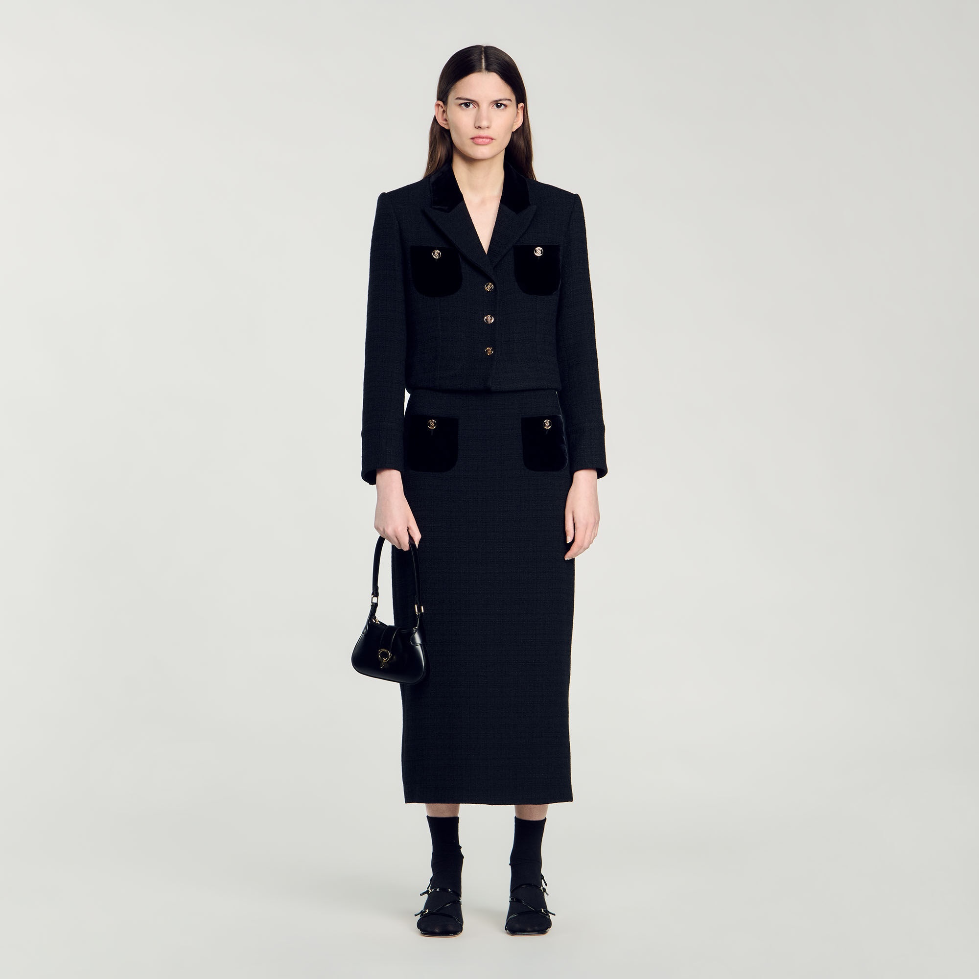 VELVET TWEED CROPPED JACKET - 2