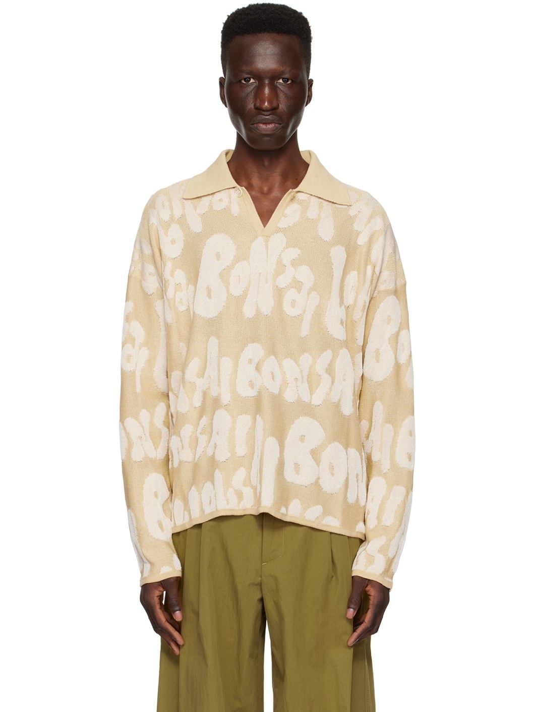 Beige Jacquard Polo - 1