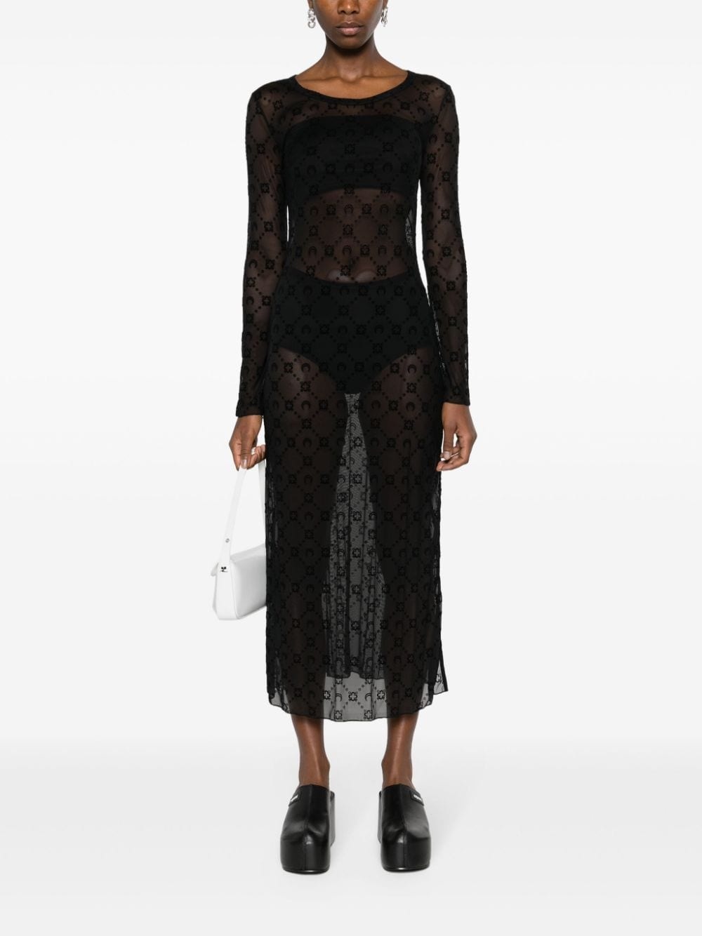 monogram-pattern mesh maxi dress - 2