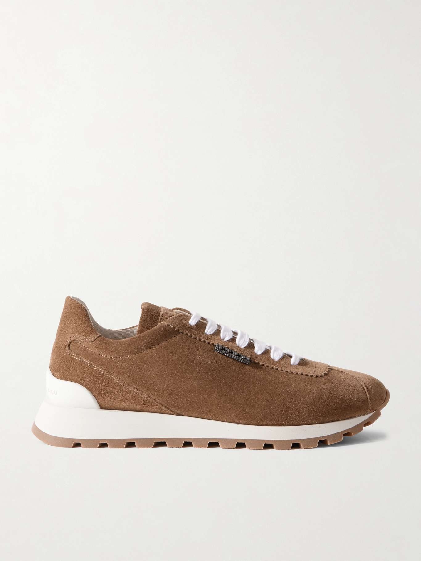 Bead-embellished suede sneakers Brown - 1