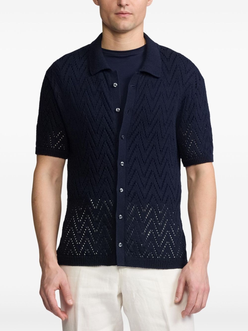 zigzag-knitted short-sleeve shirt - 3