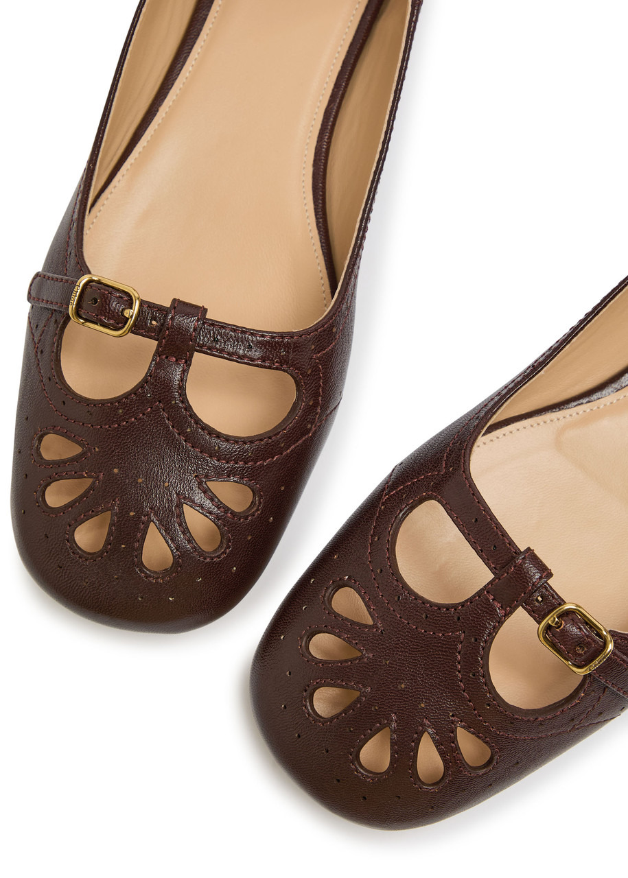 Chloe Misty Cut-out Leather Ballet Flats - 4