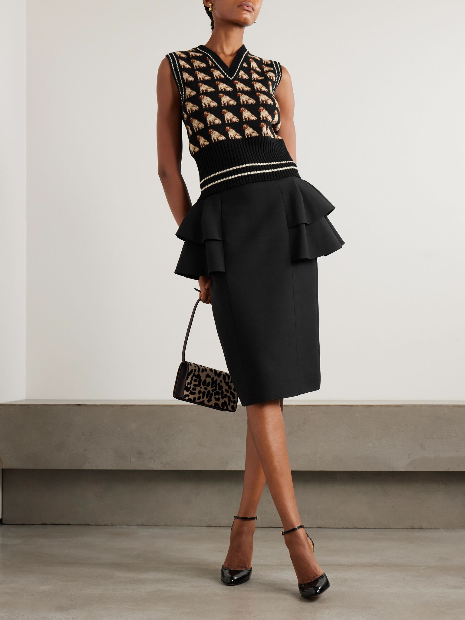Striped wool-jacquard vest Black - 2