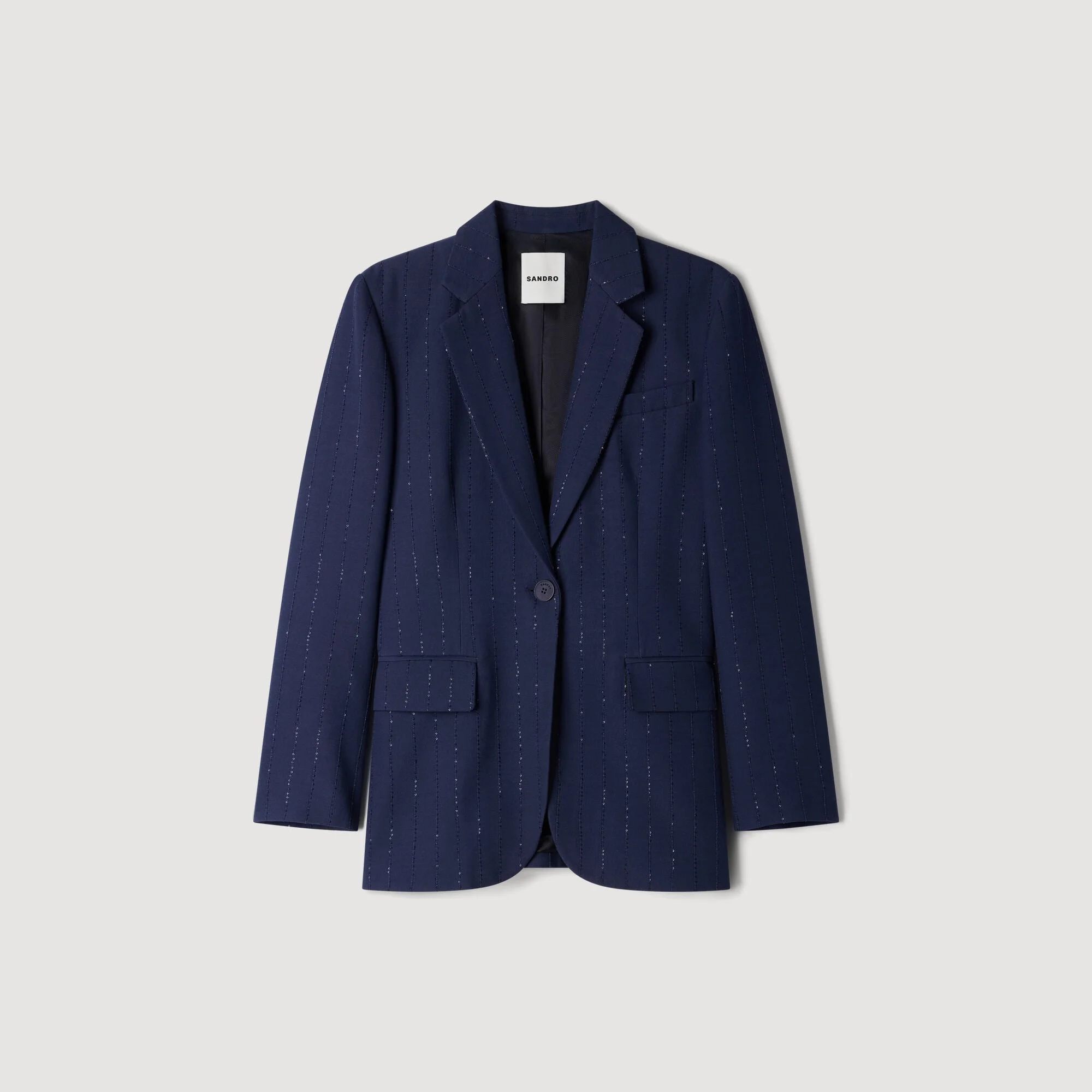 STRIPED SEQUINNED SUIT JACKET - 1