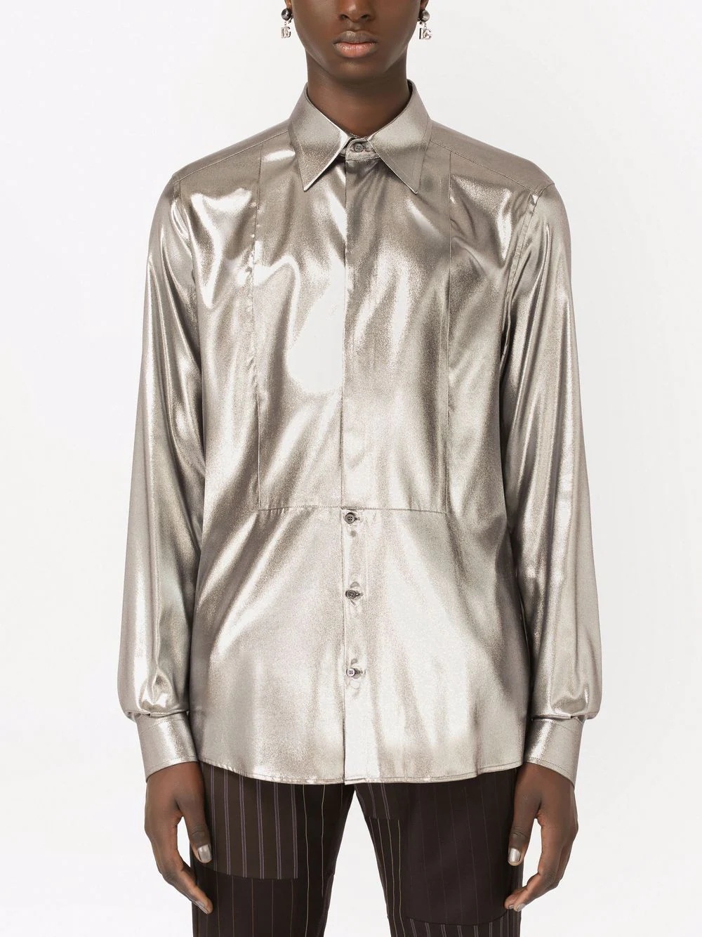 metallic long-sleeve shirt - 3