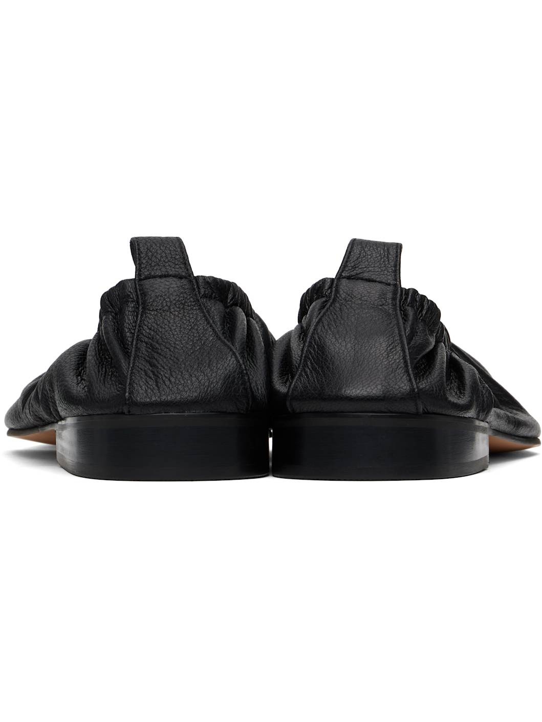 Black Gathered Slip-on Loafers - 2