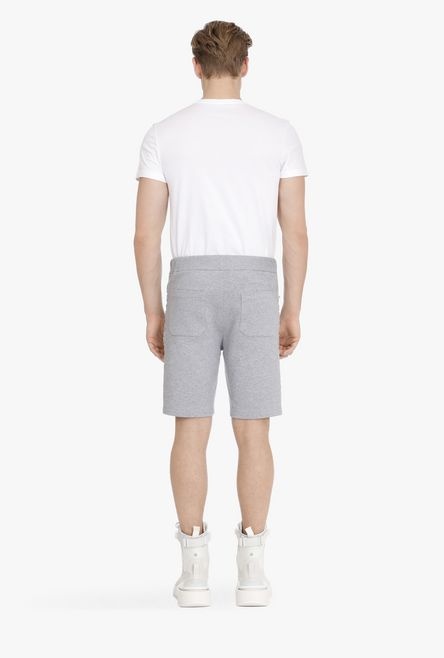 Heather gray cotton shorts with embossed gray Balmain Paris logo - 3