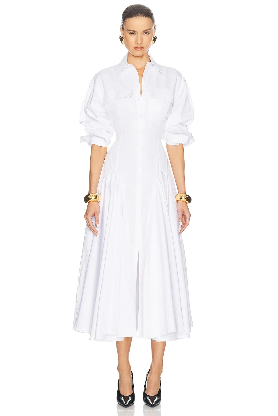 Godet Shirt Dress - 1