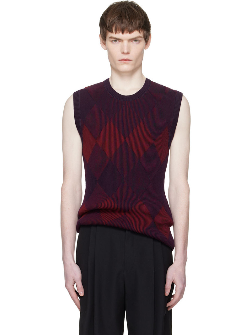 Red & Purple Argyle Sweater Vest 1