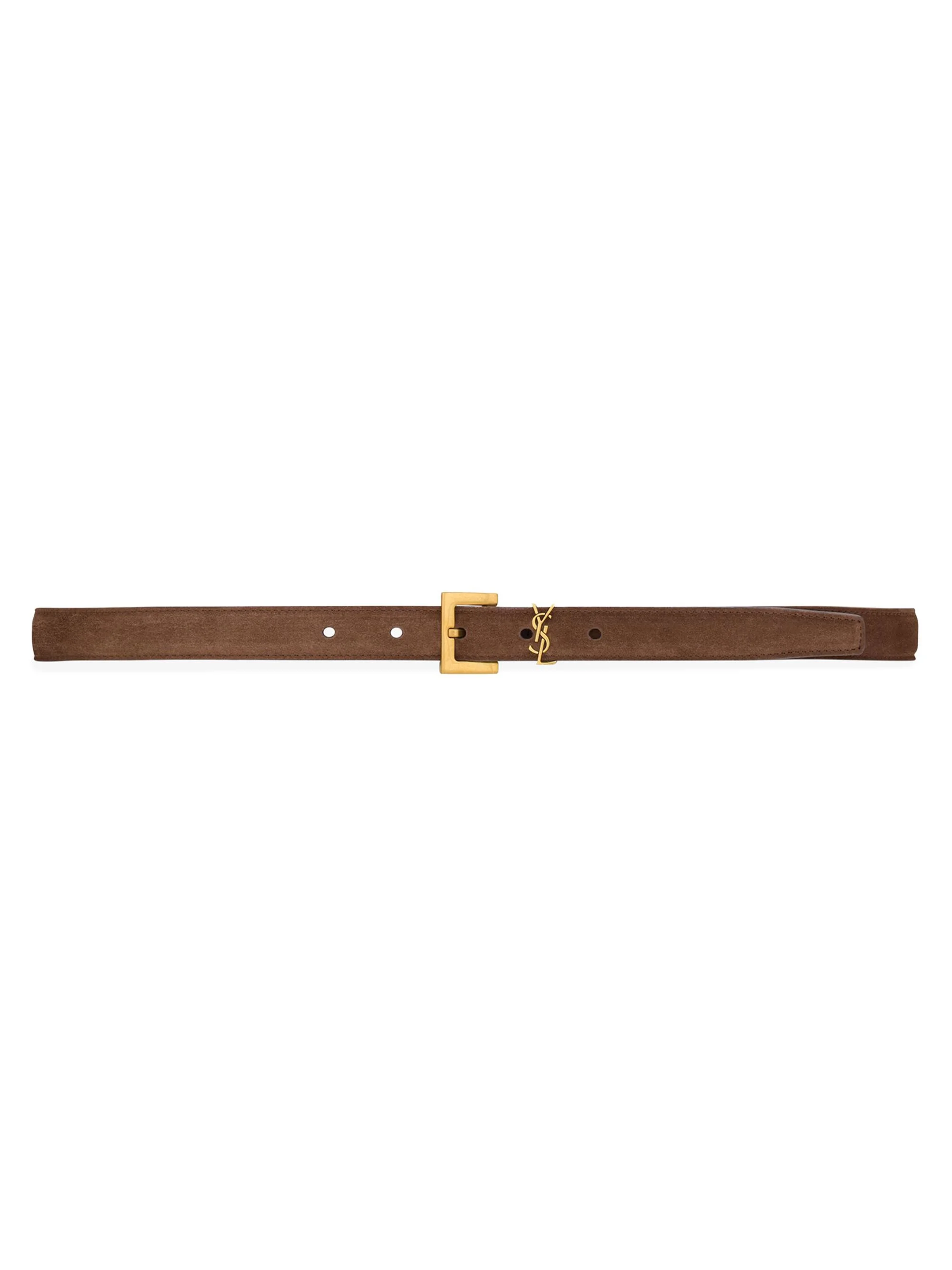 Women's Cassandre Thin Belt in Suede - Brown Coffee - 1
