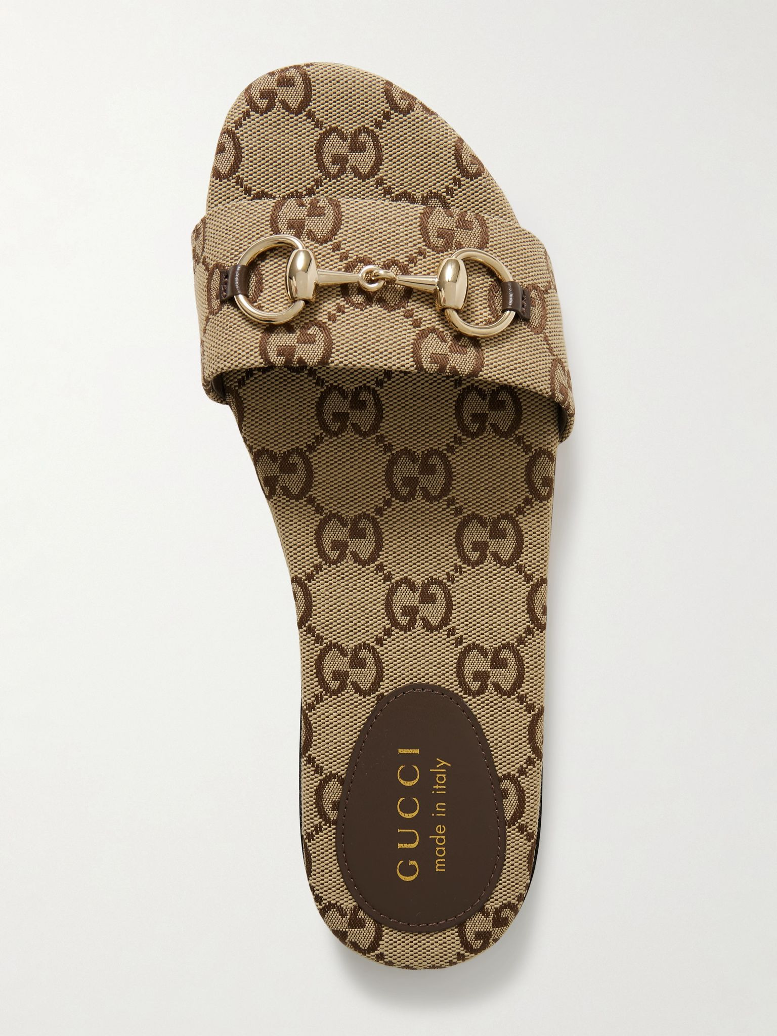 Siaga horsebit-detailed canvas-jacquard slides Brown - 5