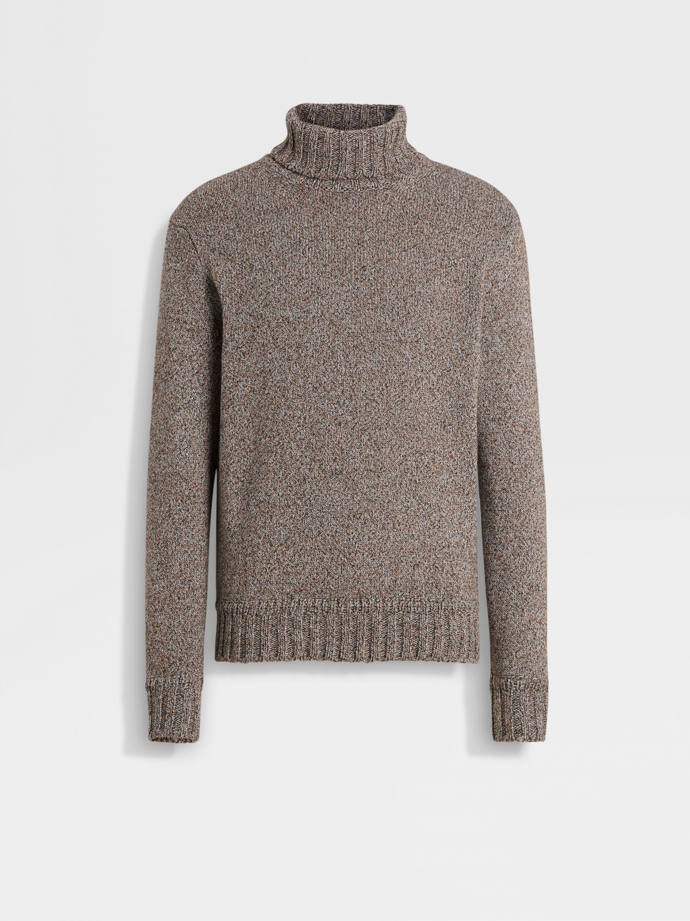 DARK FOLIAGE AND TAUPE OASI CASHMERE TURTLENECK - 1