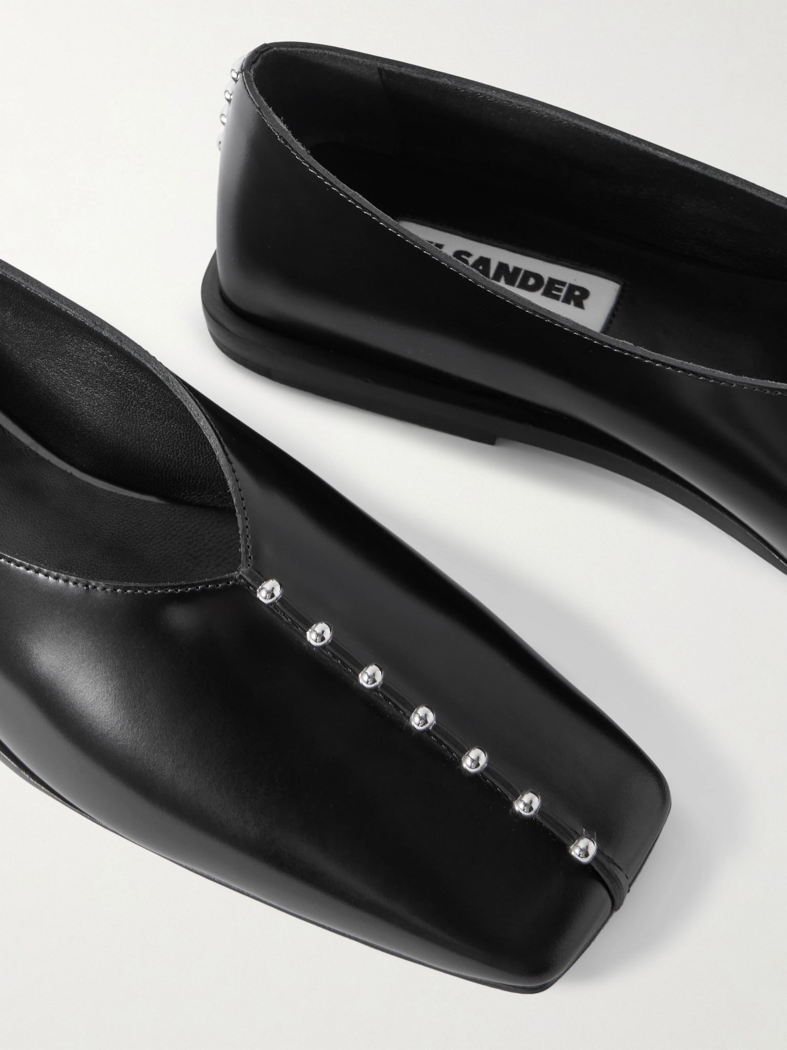Studded leather ballet flats Black - 4