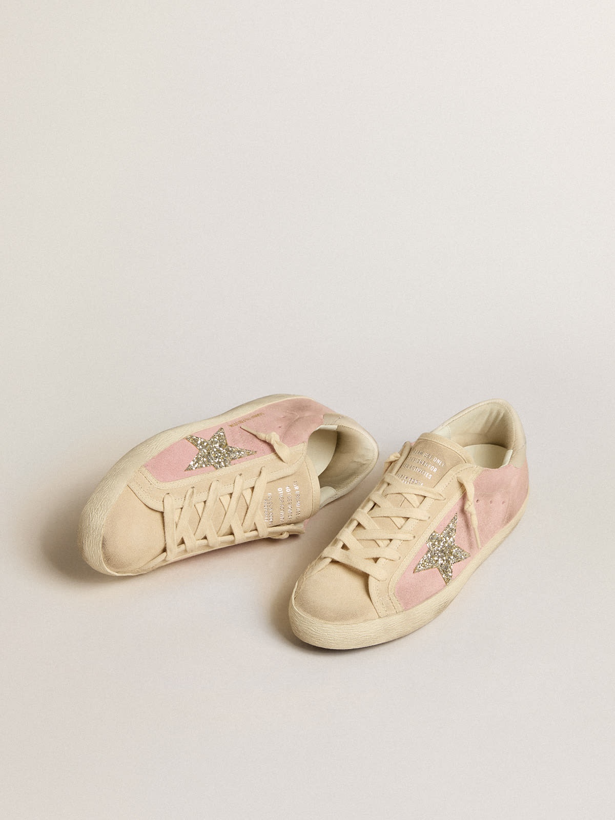 Golden Goose Super-Star LTD in pink and pearl suede with platinum