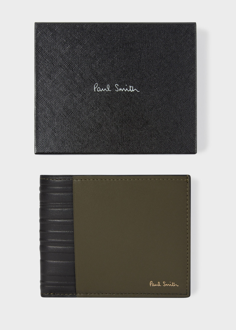 Khaki Leather 'Shadow Stripe' Billfold Wallet 6