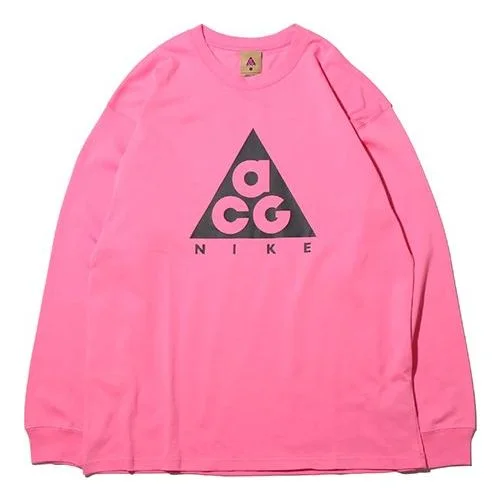 Men's Nike ACG Basic logo Long Sleeves Red T-Shirt 'Lotus Pink Black' BQ7203-662 - 1