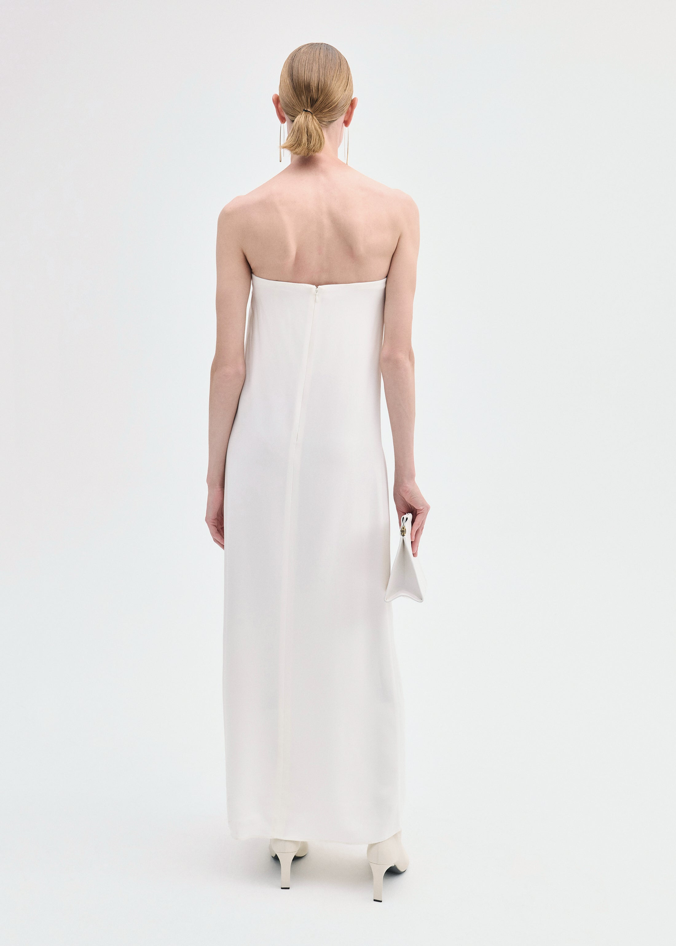 Strapless Column Dress in Viscose Crepe - 4